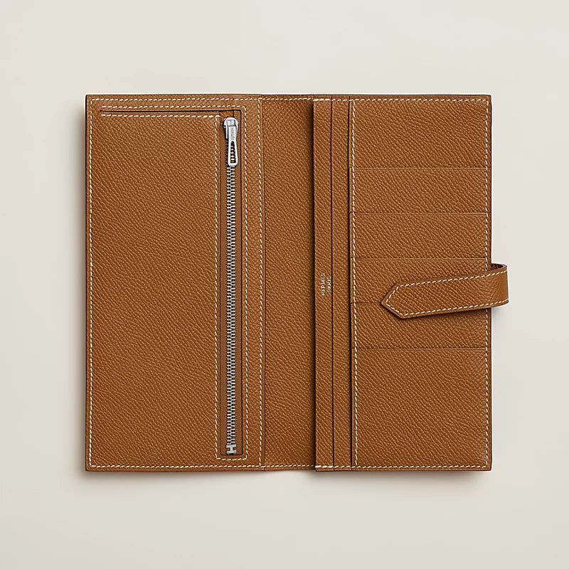 Portefeuille Hermès Béarn Soufflet - Marron