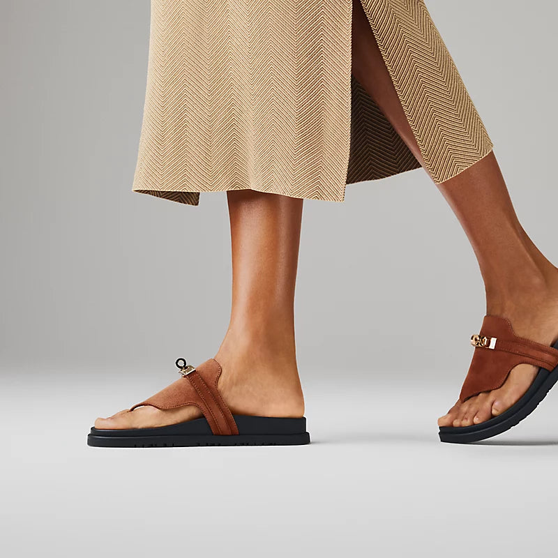 Sandales Hermes Empire - Brun Amourette