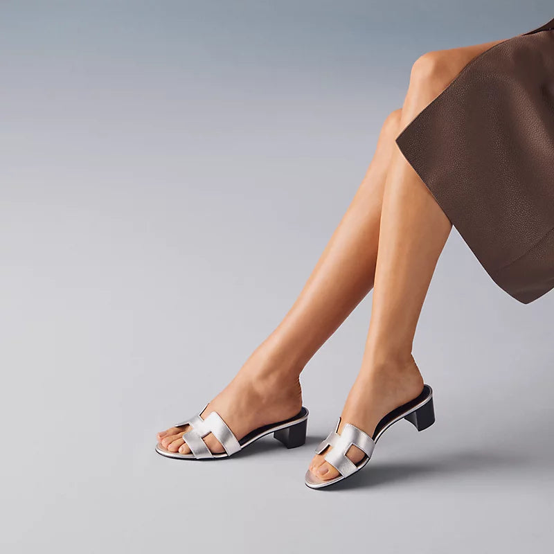 Sandales Hermes Oasis - Gris Argenté