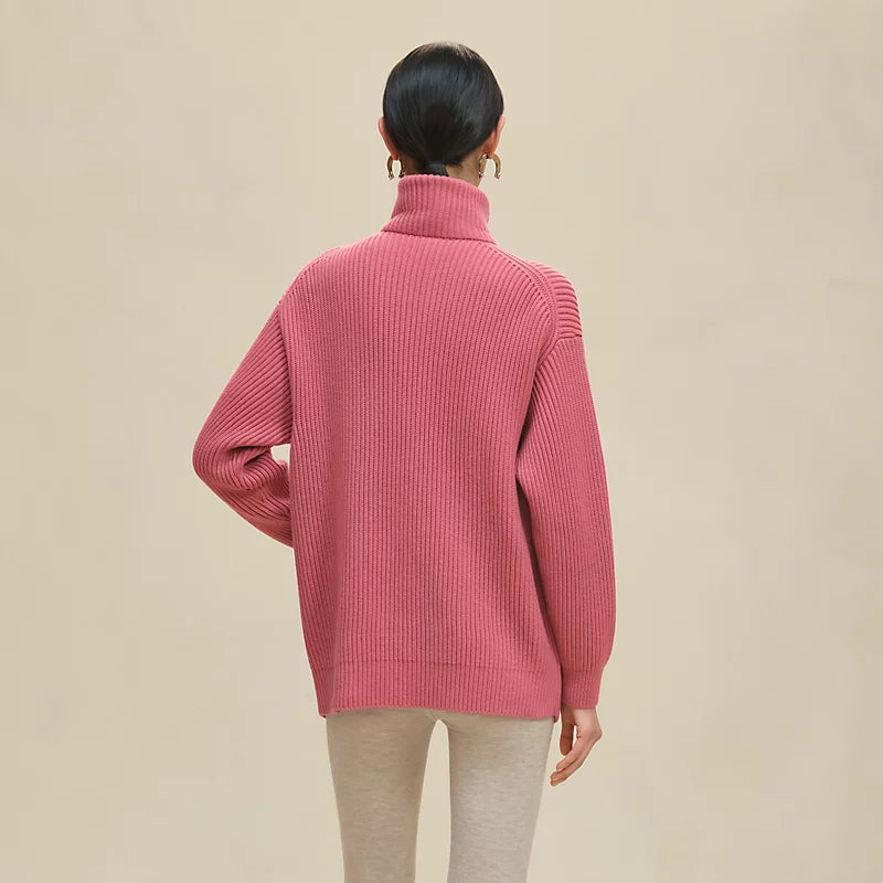 Blouson Hermès détails cuir - Rose